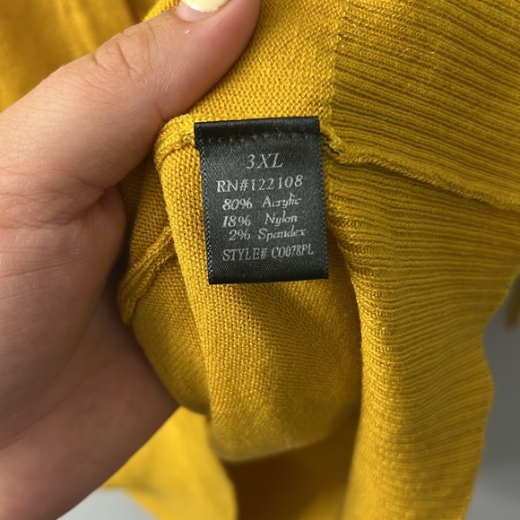MAK Sweater Yellow V Neck 3/4 Length Sleeve Cardigan 3XL - Picture 5 of 5
